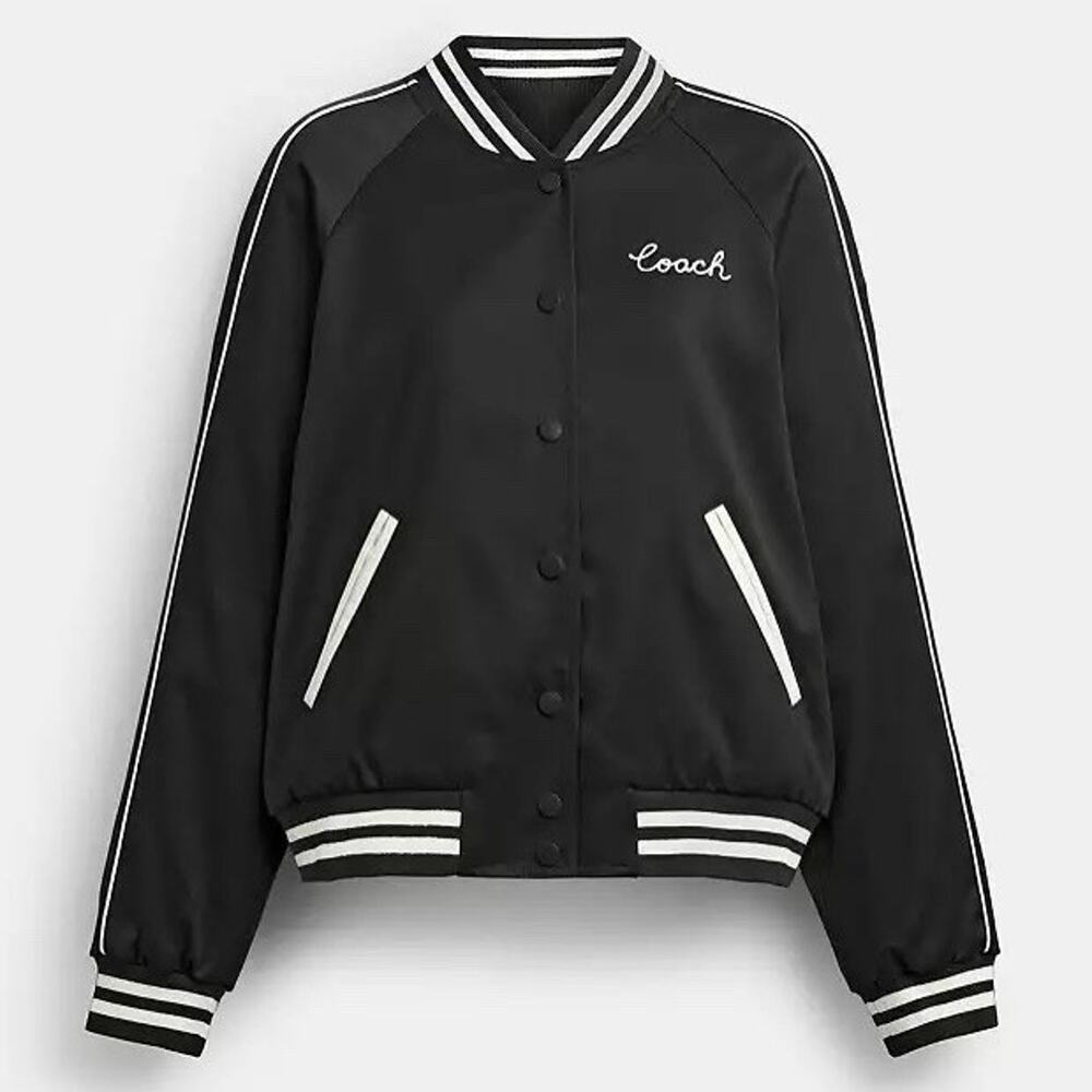 NWT Coach Women's Reversible Signature Souvenir Varsity Jacket CAH06 Black XS - Picture 4 of 9